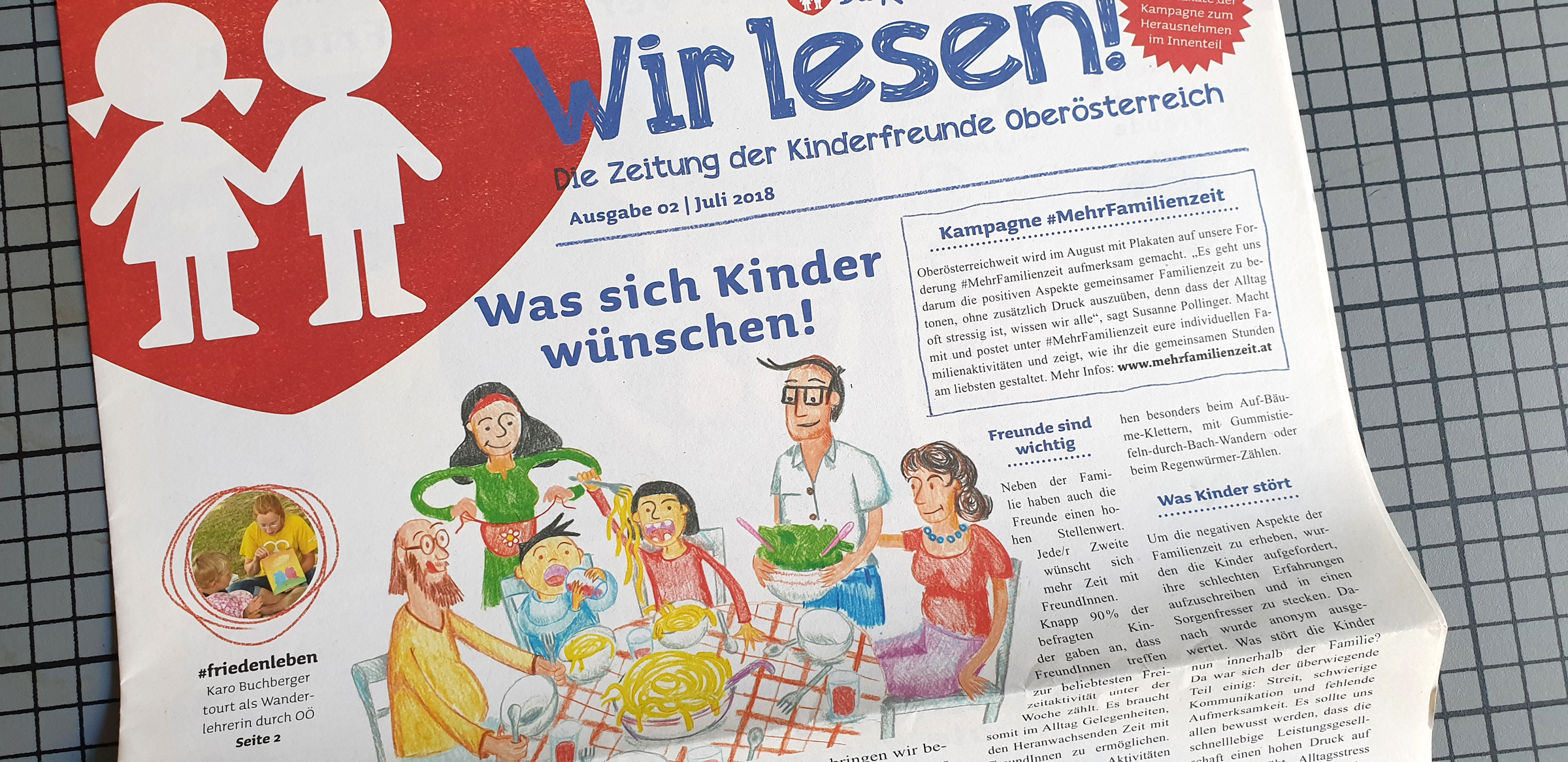 Titel Illustration Wir Lesen Familie Kinderfreunde Oberösterreich © Martin Bruner Sombrero Design