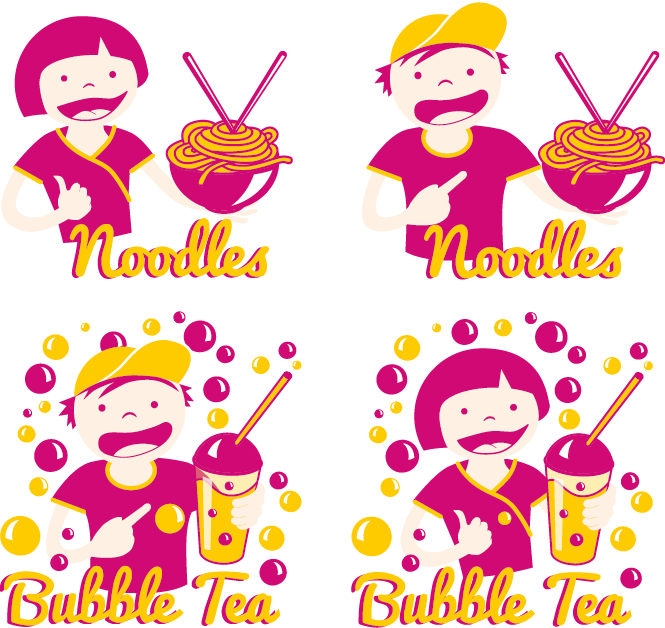 YoYo Noodles & Bubble Tea – Illustration © Martin Bruner Sombrero Design